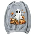 thumbnail image 5 of Jsaierl Womens Halloween Sweatshirts Cute Pumpkin Ghost Graphic Sweatshirt Trendy Crewneck T-shirt Long Sleeve Holiday Pullover Tops Halloween Costumes, 5 of 5