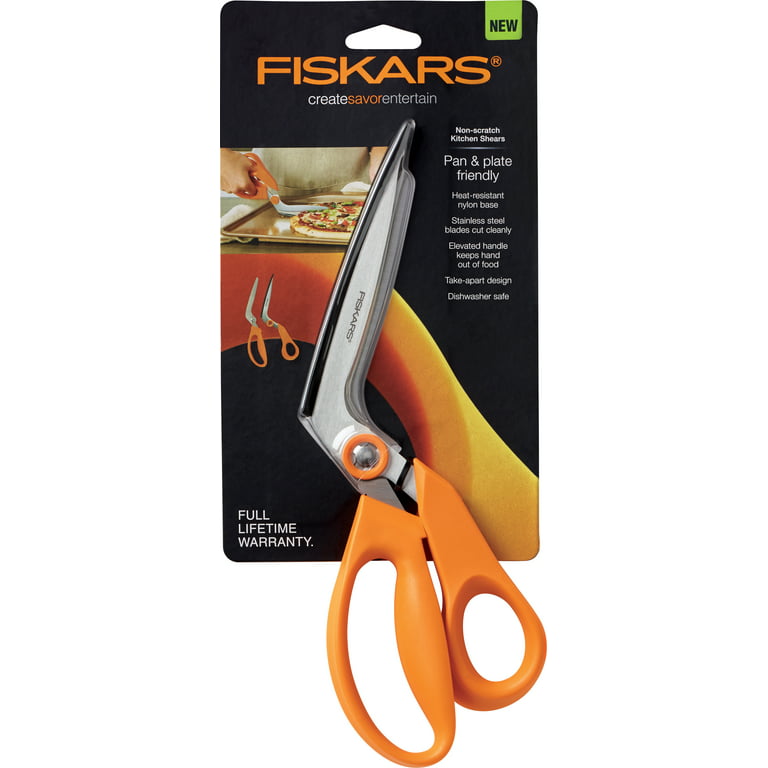 Fiskars Shears: 10-13/32 OAL, 4-3/32 LOC, Stainless Steel Blades - Use w/ Shop, Plastic Handle | Part #710160-1002