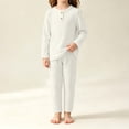 thumbnail image 5 of Spazoro Toddler Girls 2 Pieces Outfit Sets, Long Sleeve Solid Color Crew Neck Shirts and Pants Soft & Breathable Fall Casual Loungewear Sets for Home White Size 0-1T, 5 of 7