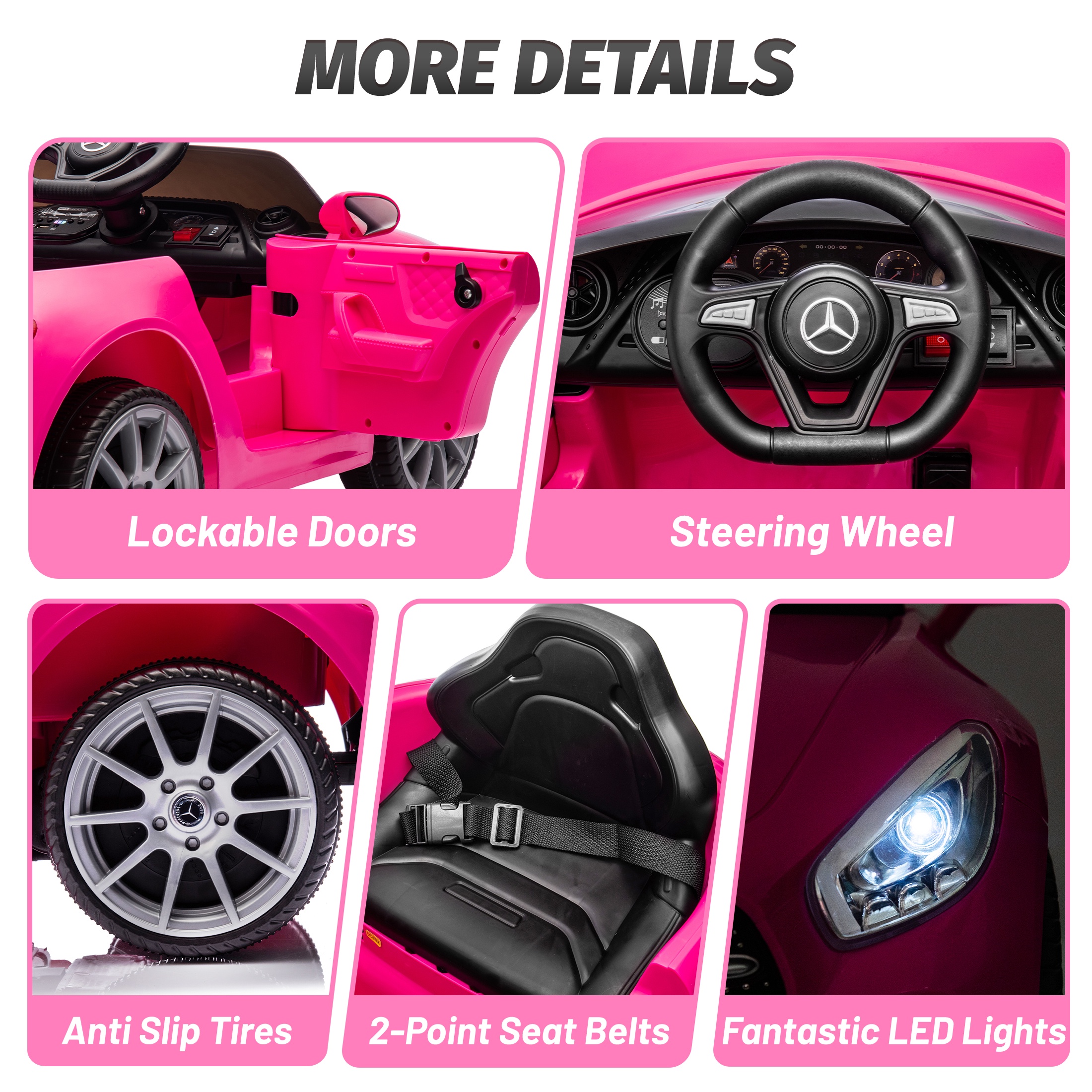 iRerts 12V Electric Ride on Cars, Ride on Building Block Toys for Toddlers with Remote Control, Electric Truck Car/Kart-Switch Freely, Bluetooth, Music, LED Lights, 4 Wheel Suspension, Rose Pink