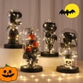 thumbnail image 2 of ZNNT Preserved Black Roses in Glass Dome Halloween Light-up Eternal Flower in Cloche with Skull Pumpkin Statue for Home Kitchen Mantel Tabletop Decor _Clearance Desktop Figurine, 2 of 7