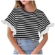 thumbnail image 1 of Tops de Cuello Redondo para las Mujeres Casual Color Sólido Hombro Manga Corta Suéter, Moda Ligera Blusa de Poliéster para Primavera Verano Diario, 1 of 6