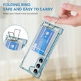 thumbnail image 6 of Design for Samsung Galaxy S23 Plus Case with Card Holder, Wallet Ring Holder Kickstand Case Clear Slim Four Corner Enhanced Protective Cover Anti-Scratch Shockproof Phone Card Case, Blue, 6 of 8