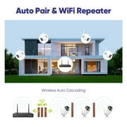 SANNCE 4PCS 3MP H.265+ Wireless Wi-Fi Security Camera System, 100ft Night Vison, IP66, Remote Monitoring, 1TB HDD, Human Detecti, 5MP 8CH NVR Two-Way Audio Recording and 3MP Bullet Cameras