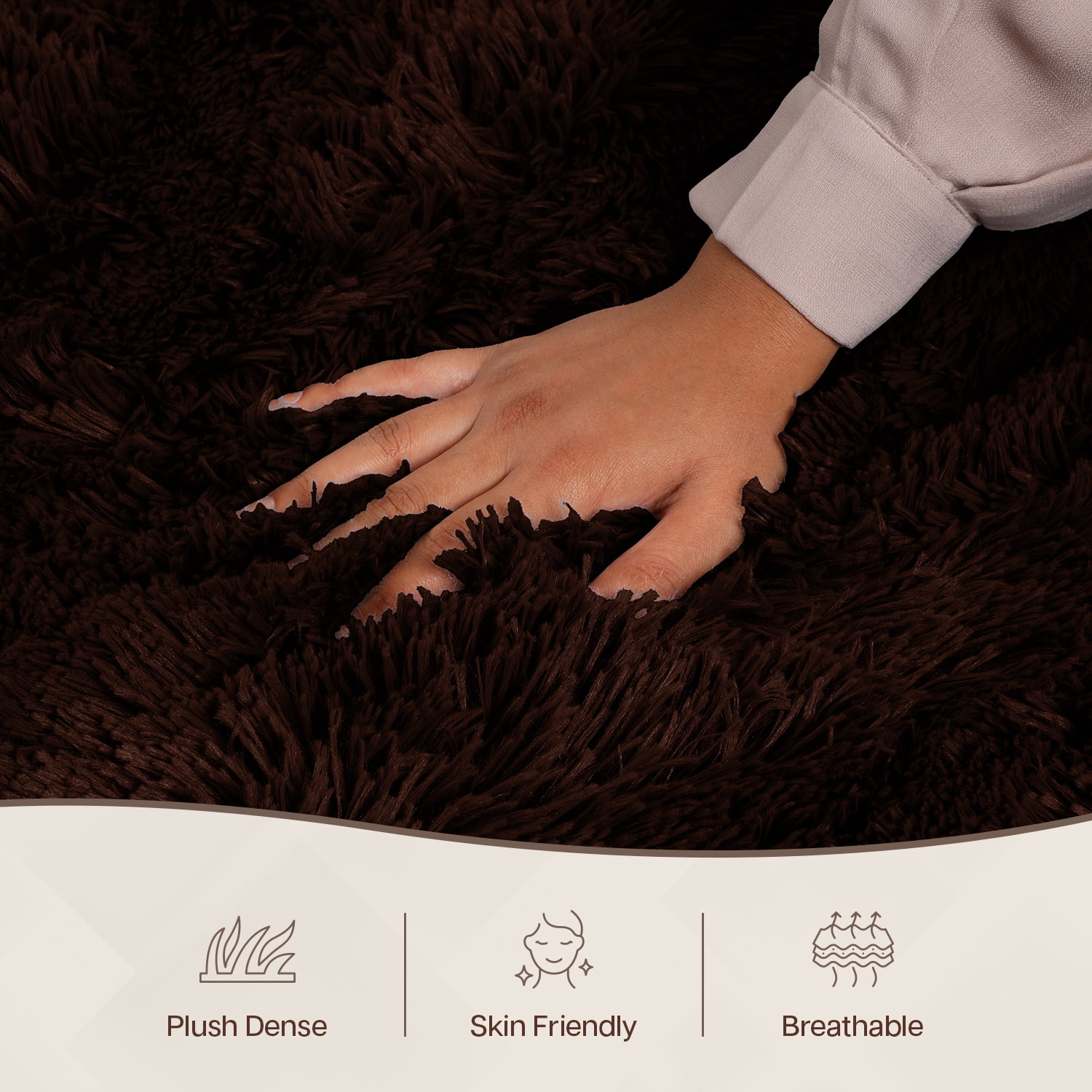 Moonlight20015 Area Rug 2x3ft non-slip Soft Fluffy Shaggy for Living Room Bedroom Décor Brown