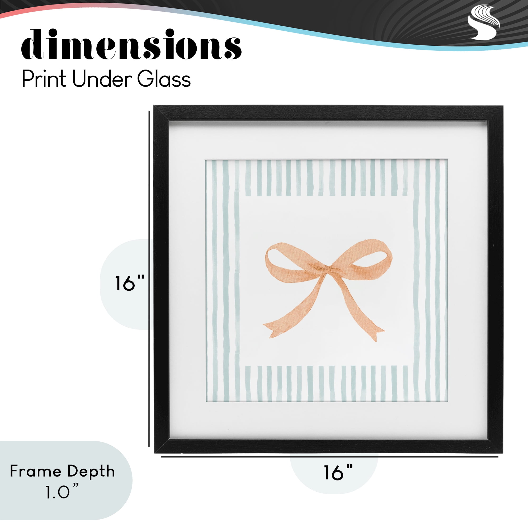 Stupell Industries Orange Bow with Stripe Border Black Framed Print Under Glass, design by Patricia Pinto
