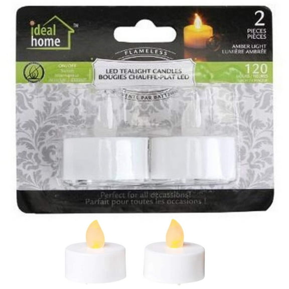 Battery Operated Amber LED Tealight Candle :2CT