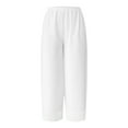 thumbnail image 5 of Rhuody Comfy Pants Women Flowy Wide Leg Pants High Waisted Elastic Waistband Chiffon Trousers With Pockets Soft Clothing White L, 5 of 5