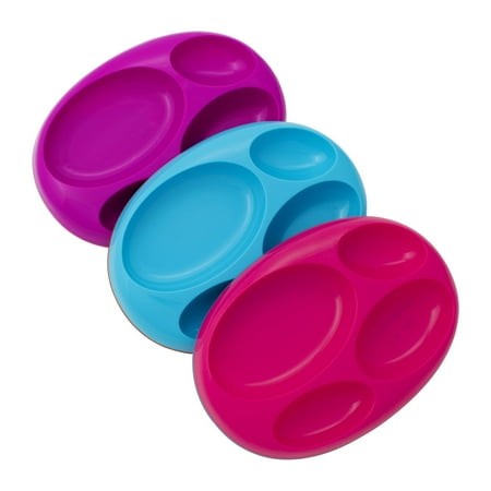 Boon Platter Edgeless Divided Platters Sectioned Plates Pink Purple & Blue 3 Pk