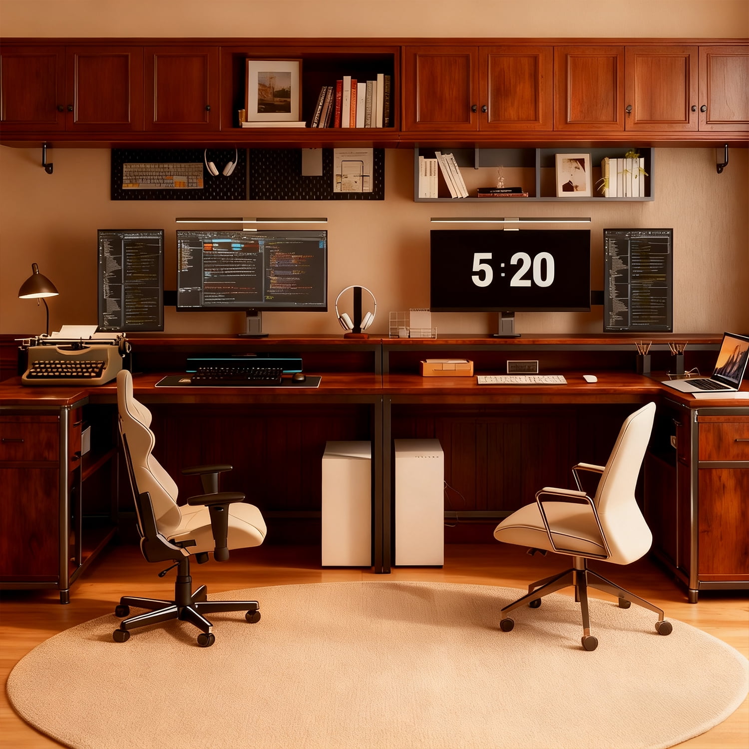 55" x 24" L Shaped Corner Desk With Drawers, Storage Shelves & Monitor Stand, Rustic Brown Home Office Gaming Study Computer Table For Small Space