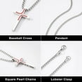 thumbnail image 3 of Turandoss Baseball Cross Necklace for Men Boys 2 Pcs Stainless Steel Bible Verse Cross Pendant Necklaces Black Silver Chain 22 inch Christian Baptism Religious Gifts for 8-12 Teen Boy Mothers Day, 3 of 8