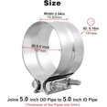 thumbnail image 2 of 5'' Exhaust Clamp,Lap Joint Band Clamp Stainless Steel for Pipes,Mufflers,Catalytic Converters (2PCS, 5 inch), 2 of 15