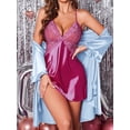 thumbnail image 5 of Avidlove Women's Satin Robe Ruffle Sleeve Short Belted Kimono Bathrobe Lingerie Bridesmaids Sleepwear, 5 of 8