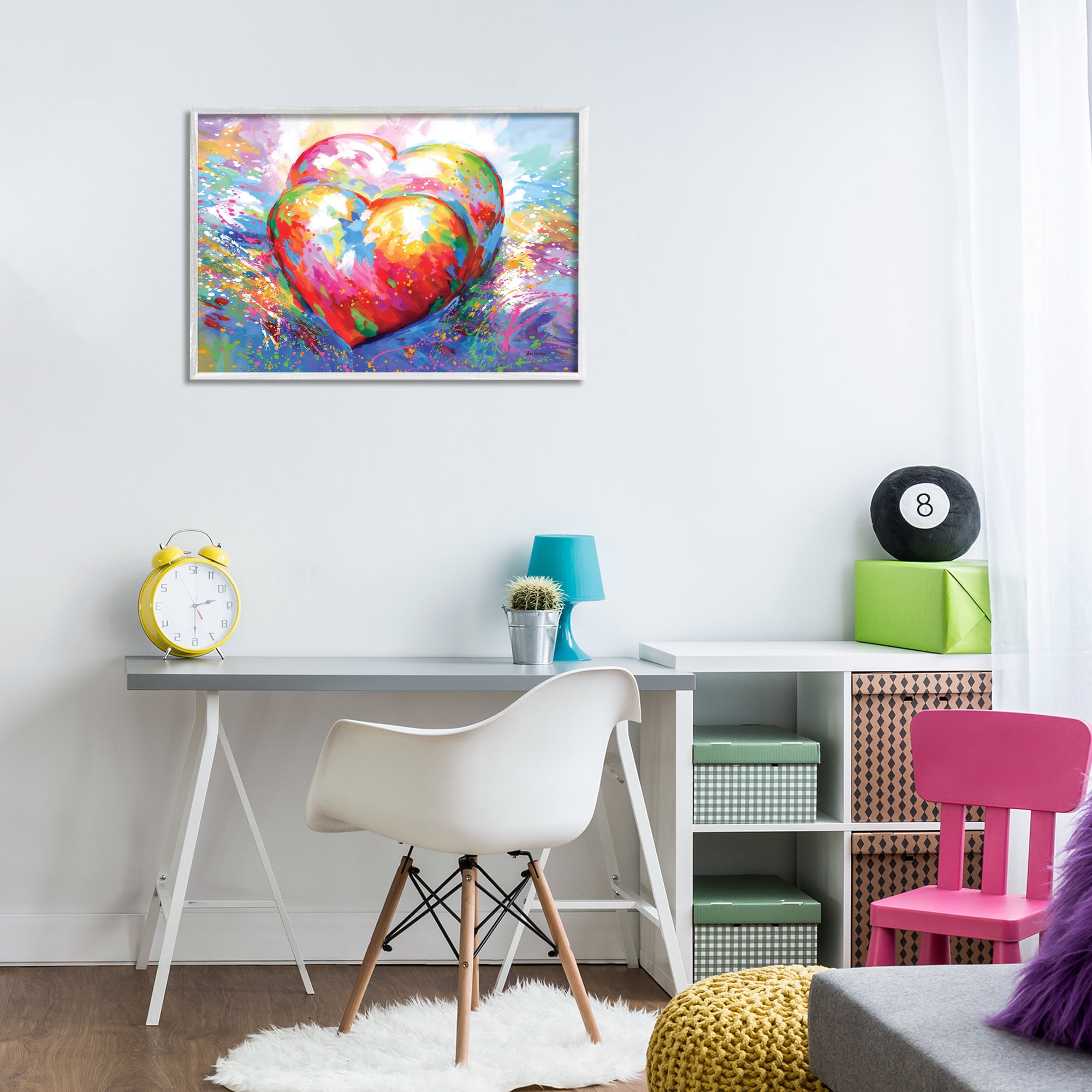 Stupell Industries Forever In My Heart Abstraction Abstract Painting White Framed Art Print Wall Art, 30 x 20