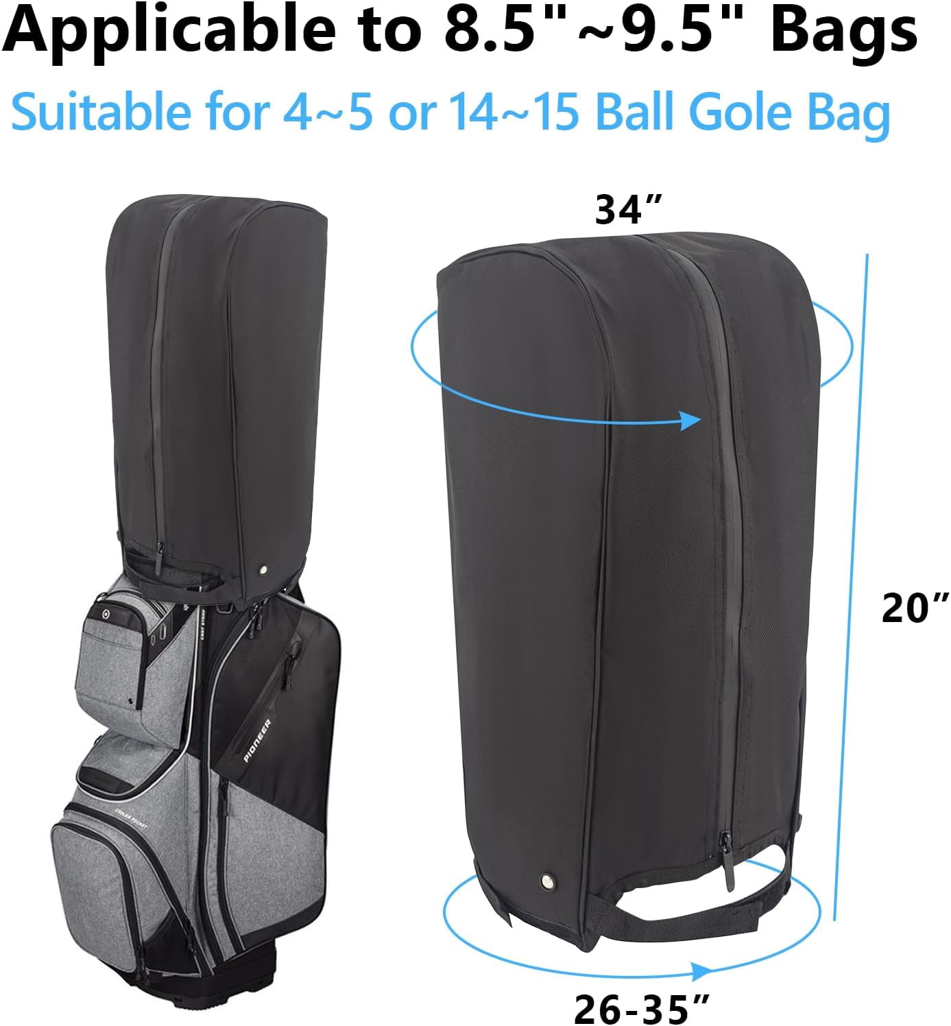 YXMEIGUO Golf Bag Rain Cover, Universal Golf Bag Cover Hood for Travel, Heavy Duty Waterproof Dustproof UV-Protect Golf Club Bags