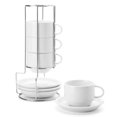 thumbnail image 1 of Tazas para capuchino de porcelana Sweese, 240 ml, con platillos, juego de 4, 1 of 8