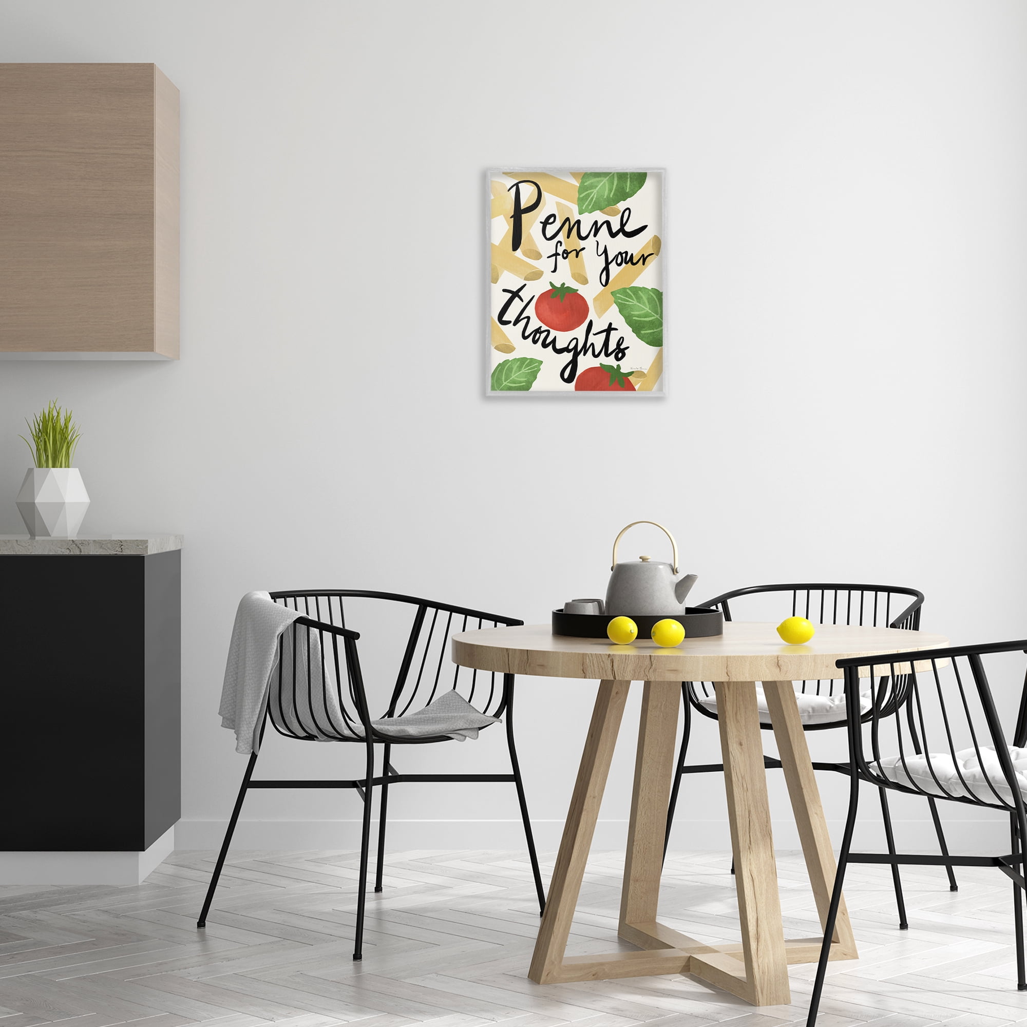 Stupell Industries Penne For Your Thoughts Food & Beverage Painting Gray Framed Art Print Wall Art, 16 x 20