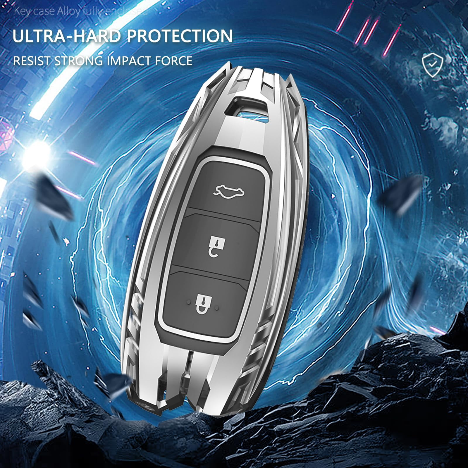 For Hyundai Key Fob Cover,Keychain,Zinc Alloy Protection Car Key Shell Case Compatible with Hyundai Holder Smart Remote Keyless Entry Keyshell Accessories