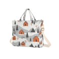 thumbnail image 7 of FORMRS Womens Corduroy Tote Bag Crossbody Shoulder Handbag with Pocket, Orange Cartoon Houses, 7 of 7