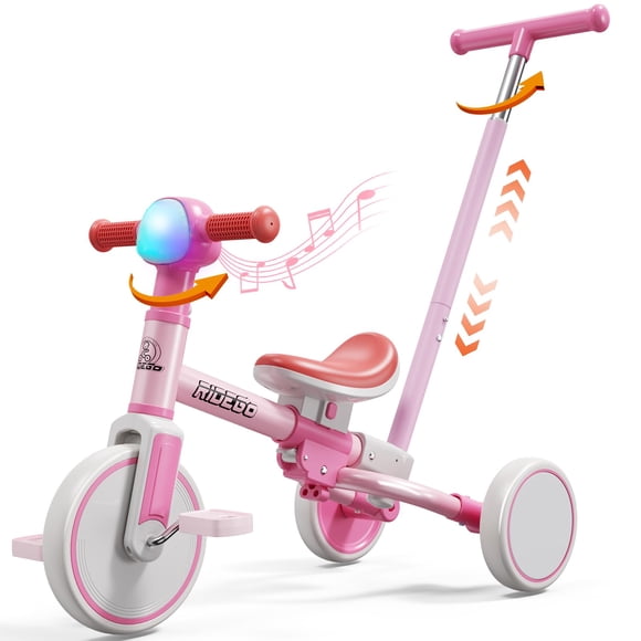 Triciclo Ridego Ridego 5 en 1 para niños pequeños de 1 a 3 años con luz RGB