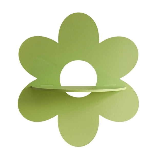 Estante de almacenamiento con forma de flor, expositor de madera, estante de pared para plantas pequeñas Verde