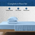 thumbnail image 3 of 600 Thread Count 4 Piece Quality Sheet Set 15 Inch Deep Pocket 100% Egyptian Cotton Color Light Blue Stripe Size King, 3 of 4