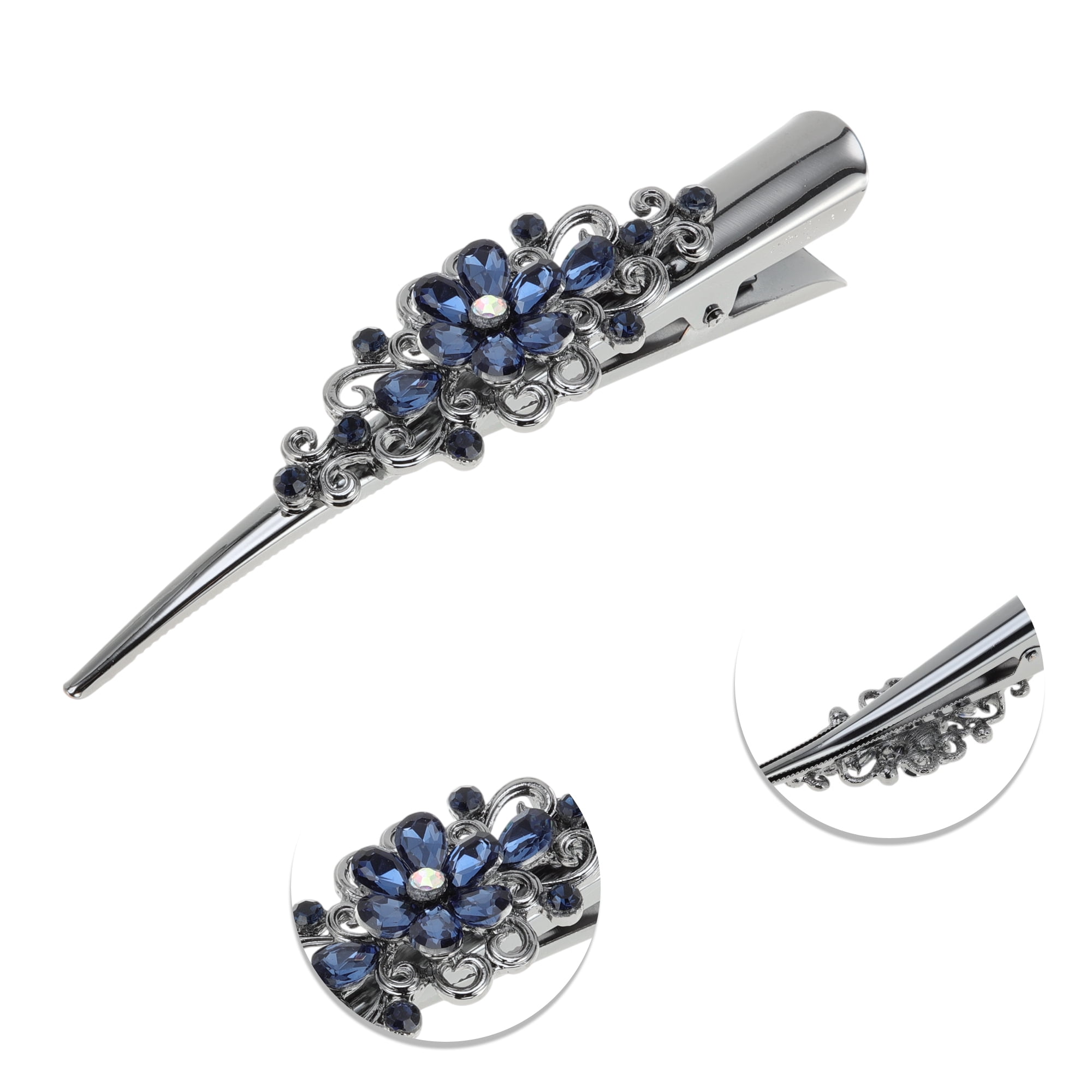 Unique Bargains Vintage Home Use Daily Styling Floral Hair Clips Blue