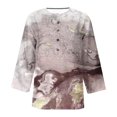 thumbnail image 4 of Qiopertar Tunique Basique à Manches 3/4 Imprimée Col Rond Boutonnée Blouses en Solde Livraison Gratuite jusqu'à 90 % de Réduction, 4 of 5