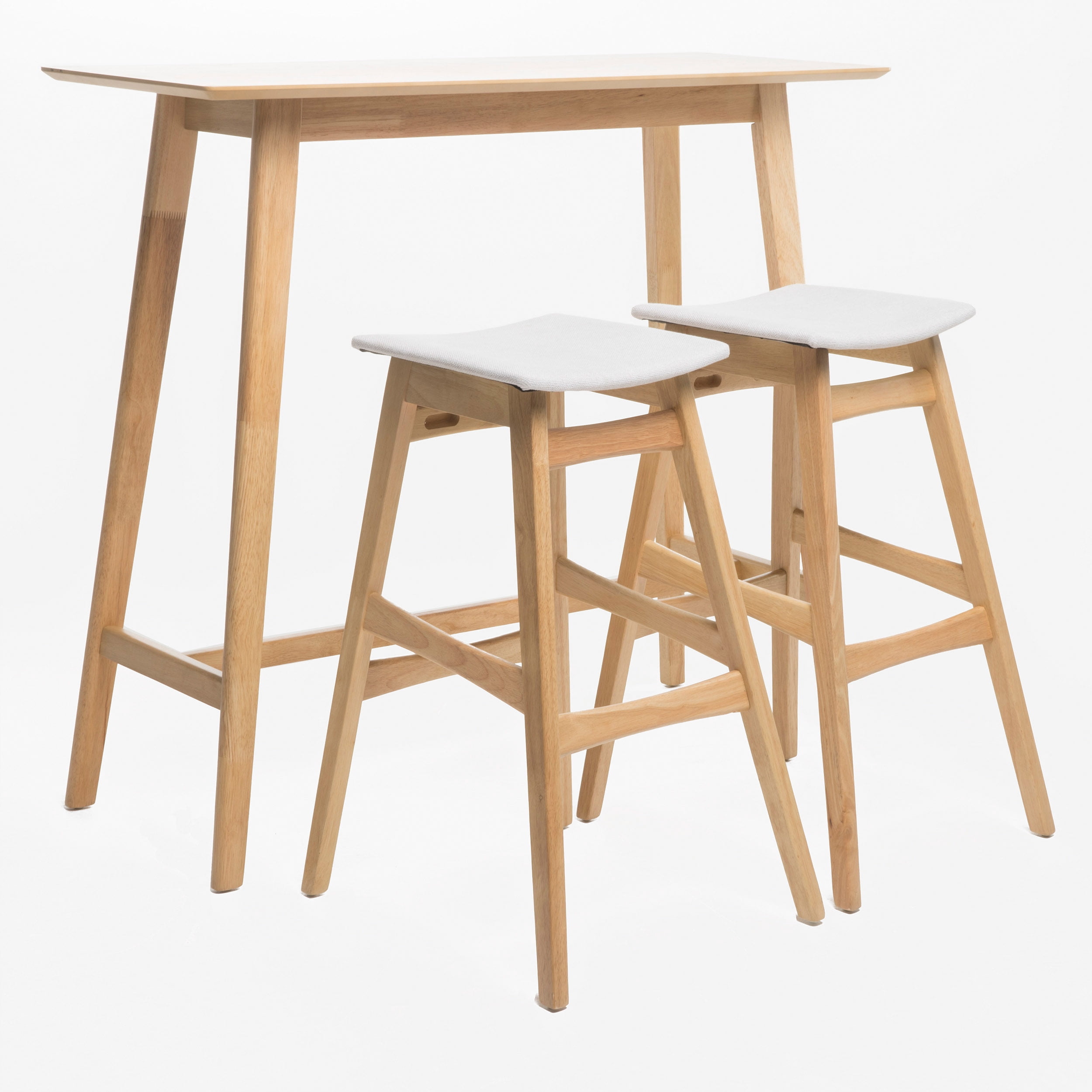 Noble House Jackie 3 Piece Mid-Century Modern Bar Set, Oak, Light Beige