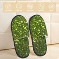 thumbnail image 2 of Fotbe Green Glitter Sparkle Pantuflas Peludas para Mujer con Estampado, Zapatillas de Peluche, Zapatos de Invierno para Casa, Uso Interior y Exterior-Medium, 2 of 8