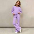 thumbnail image 4 of BXJX Girls Outfit Sets 2 Piece, Causal Crew Neck Long Sleeve Sweatshirt and Flare Pants Sets Purple Size 12-13 T, 4 of 6
