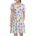 thumbnail image 1 of Fotbe Robe Motif Ours et Pois Décontractée Mode Femme Manches Courtes Robe Maxi Robe T-Shirt Rayée Longue à Blocs de Couleur, 1 of 6