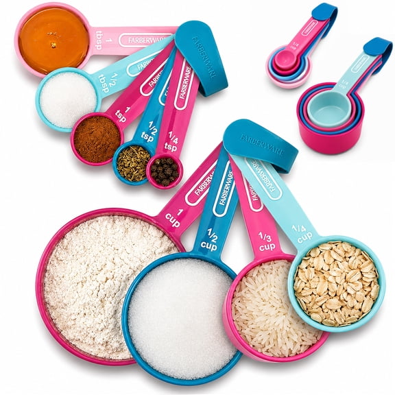 Farberware Measuring Cup & Spoon Set - 9-Pc Colorful Nesting Kitchen Tools