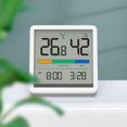 thumbnail image 2 of Termómetro higrómetro interior: Monitor de humedad con indicador de temperatura ambiente para el hogar, magnético, soporte, pantalla de 3,3 pulgadas, indicador de comodidad del aire, hora, -, 2 of 5
