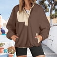 thumbnail image 2 of Towmus Sweatshirt for Women Plus Size Fuzzy Fleece Jacket Color Block Button Long Sleeve Pullover Casual Sweatshirts Tops, 2 of 6