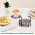 thumbnail image 6 of Haosy Set of 6 Drink Woven Coaster with Holder Heat Resistant Non-Slip Bar Coasters 4 Inches Elegant Indigo Ikat Print, 6 of 7