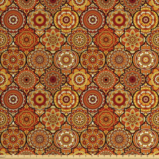 Moroccan Fabric by The Yard, Vintage Hand Drawn Style Ottoman Trellis