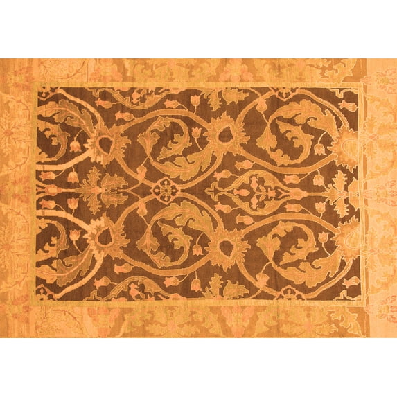 Ahgly Company Indoor Rectangle Abstract Orange Modern Area Rugs, 2' x 4'