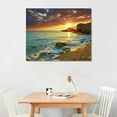 thumbnail image 2 of JRXY Canvas Wall Art Sunset Beach Blue Waves Ocean Art Large Modern Artwork Canvas Prints Contemporary Pictures Framed Ready to Hang for Home Decoration - 20x16 Inch picture4, 2 of 3