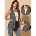 thumbnail image 2 of DARING DIVA Women's Cotton Linen V Neck Button Down Jacket Vest M Dark Gray, 2 of 5