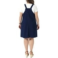 thumbnail image 3 of Agnes Orinda Women's Plus Size Denim Overalls Dress Adjustable Strap Bib Suspender Summer Casual Midi Jeans Dresses with Pockets 2X Dark Blue, 3 of 6