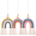 thumbnail image 1 of 3 Pieces Boho Rainbow Car Charm Tassel Rainbow Car Diffuser Cute Car Air Freshener Essential Oil Diffuser Hand Hanging Car Accessories Decorative Car Interior (Bright Colors), 1 of 5