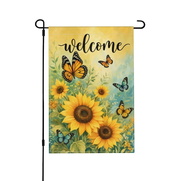 Garden Flag 12x18 Inch Sunflower and Butterfly Outdoor Welcome Decor