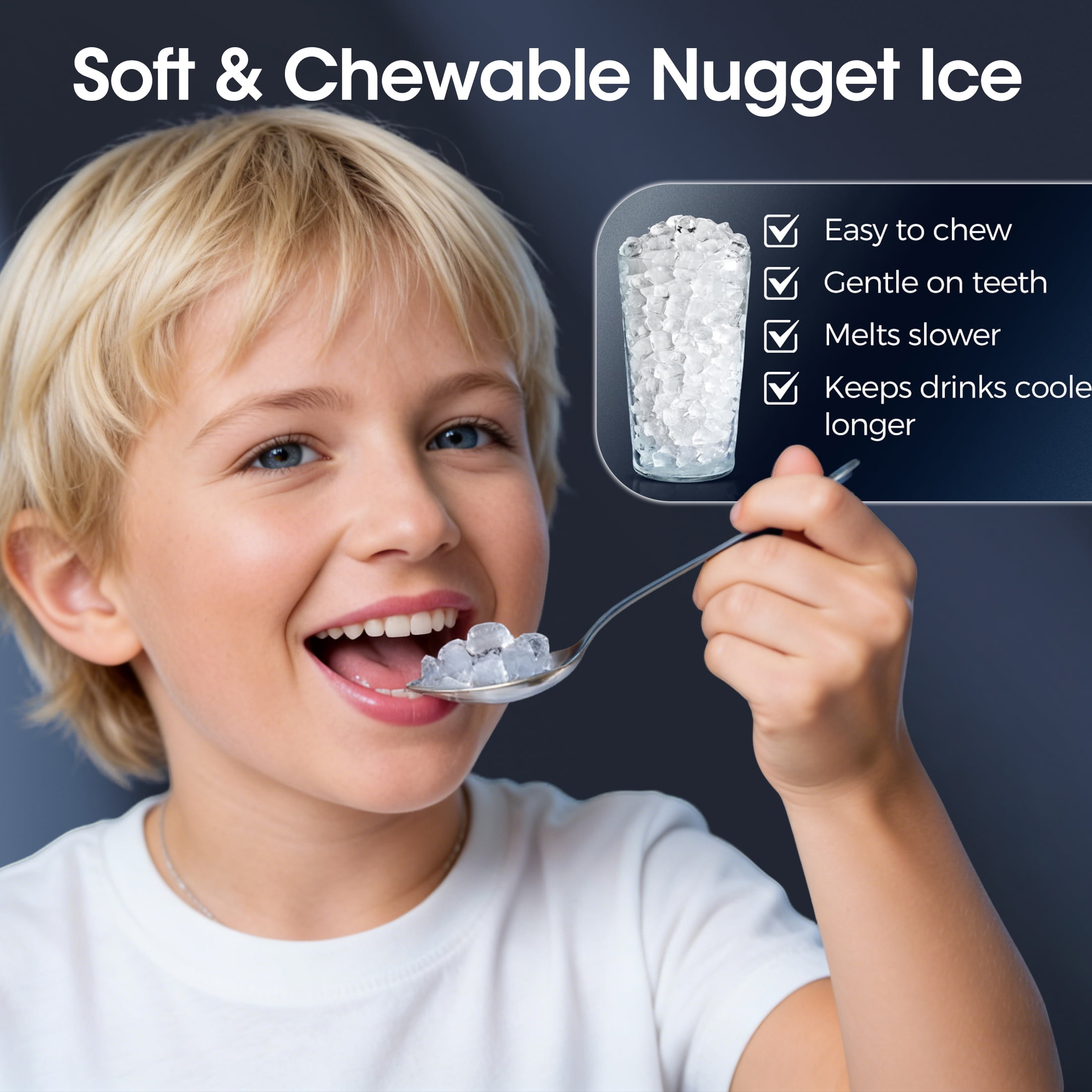 IKT Nugget Ice Maker Countertop, Self-Cleaning,Touch Panel, Night Light  Portable Pebble Sonic Ice Machine with Soft Chewable Ice for Home, Kitchen, Office,Camping, Gray