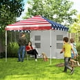 thumbnail image 2 of 10' x 10' Pop Up Canopy Tent w/ Sidewall, Height Adjustable Instant Sun Shelter w/ Storage Pockets, American Flag Print, 2 of 7