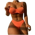 thumbnail image 1 of QLEICOM Womens Swimsuits Tummy Control Plus Size Swimsuit Coverup Push-Up Padded Plus Size Overlay Print Bikini Swimsuit Orange M, 1 of 7
