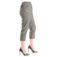 thumbnail image 5 of Tnhcen Women's Solid Color Stretch Straight Leg Capri Pants Elastic Waist Zipper Pocket Workwear Cargo Pants Matte Finish Casual Length Trousers S-2XL, 5 of 9