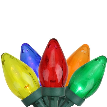 Champagne Colored Christmas Tree Lights 50-Count Vibrantly Colored Transparent LED C7 Christmas Lights - 20.5 ft Green Wire ()