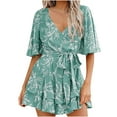 thumbnail image 2 of Njagoc3 Womens Floral Print V-Neck Short Romper - Trendy Casual Jumpsuit for Summer, 2 of 6