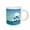 White, variant on 3drose, a Pretty Tranquil Blue Sea Side with Palm Trees All in Blue, 15oz Mug